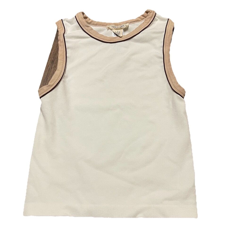 Happily Grey Women’s Tank Top Size Medium Capsule Wardrobe White Beige Stripe